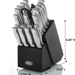 Oster 22-Piece Baldwyn Knife Block Set with Stainless Steel Cutlery