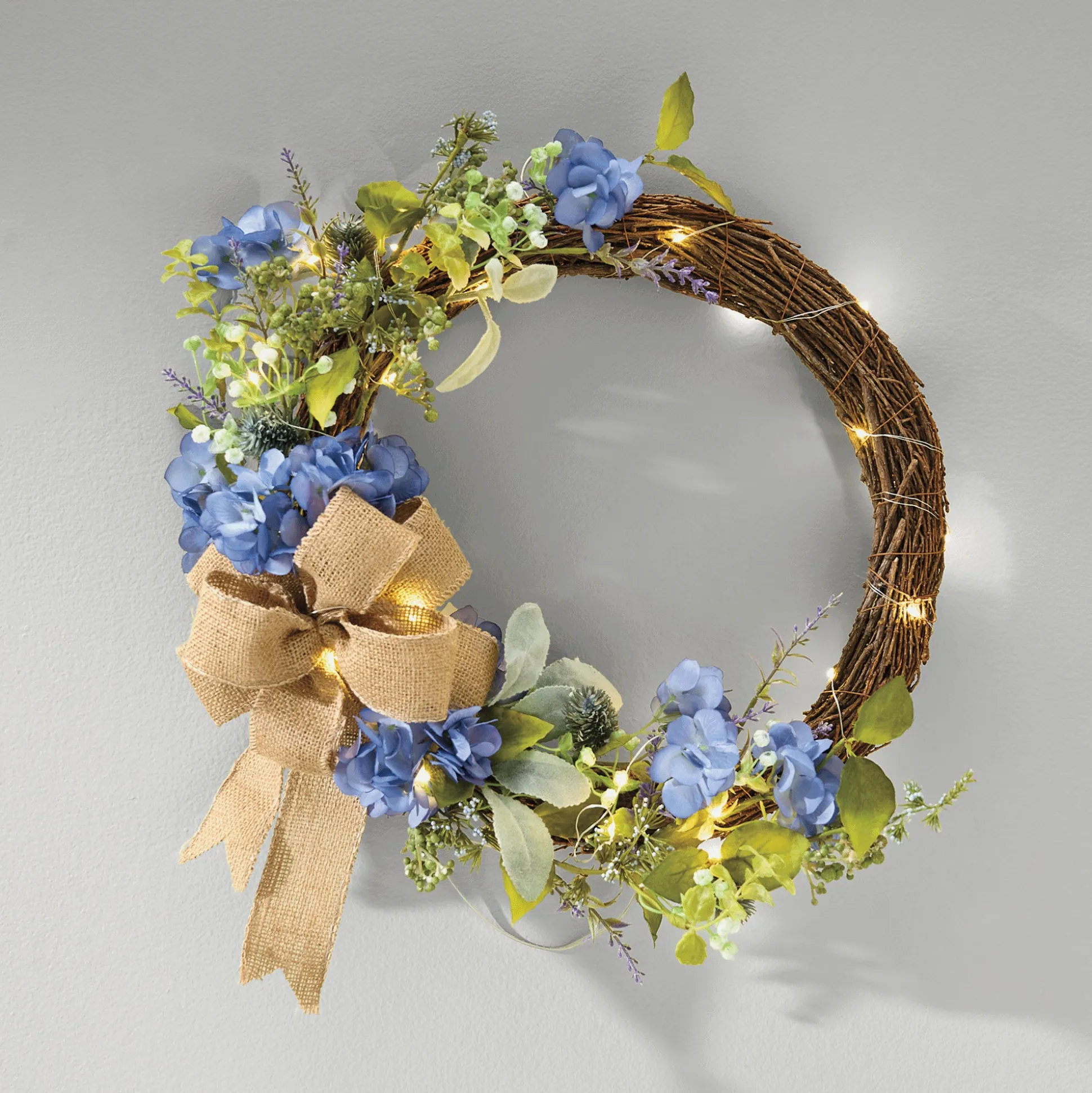 Outdoor Hydrangea and Lavender Semi-Wreath
