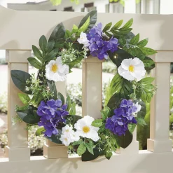 Outdoor Poppy and Hydrangea Wreath