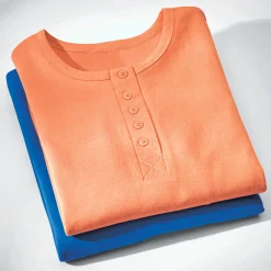 2-Pack Cotton Knit Henley Nightshirts for Women