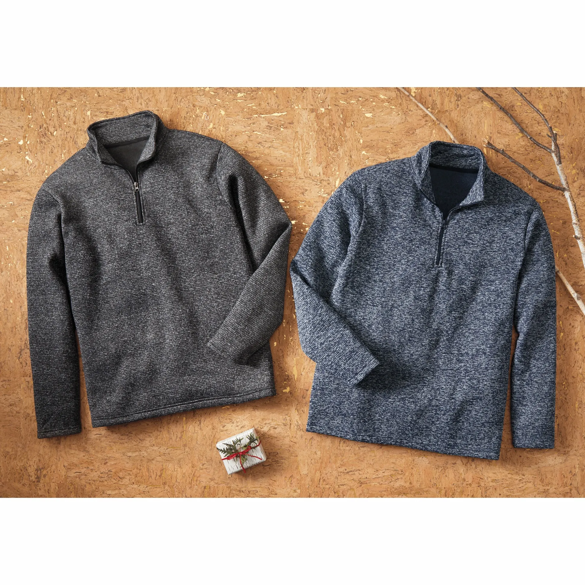 2-Pack Men's Melange Knit Brushed Fleece 1/4-Zip Pullover