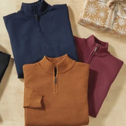 3-Pack Men's Quarter-Zip Sweaters