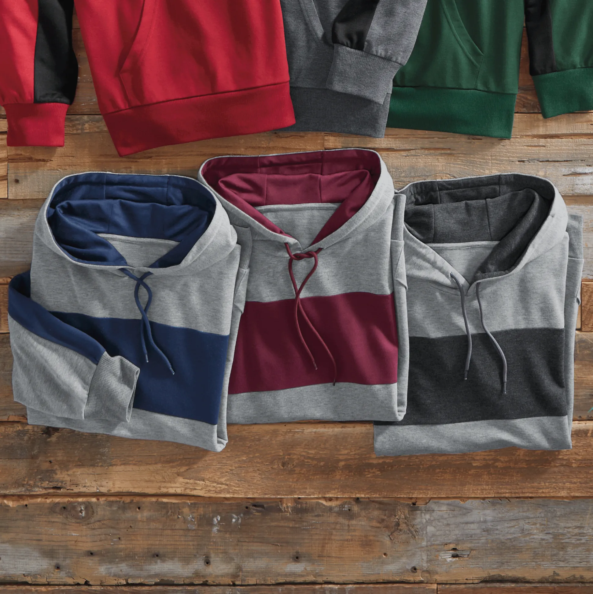 3-Pack of Striped Hoodies with Drawstring Hood and Kangaroo Pocket