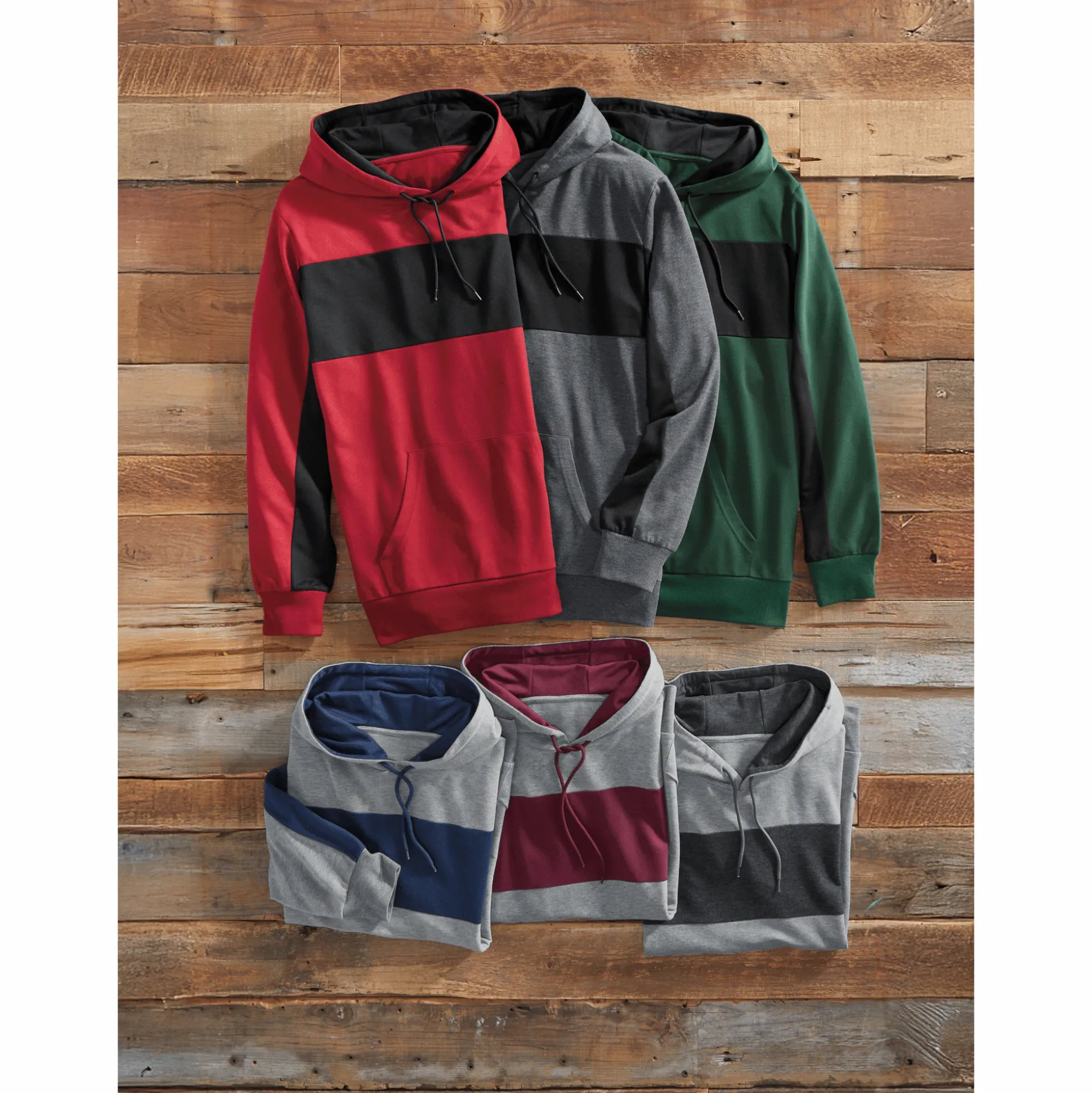 3-Pack of Striped Hoodies with Drawstring Hood and Kangaroo Pocket
