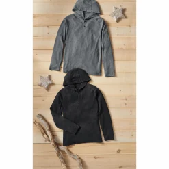 2-Pack Thermal Henley Hoodies with Long Sleeves in Waffle Knit