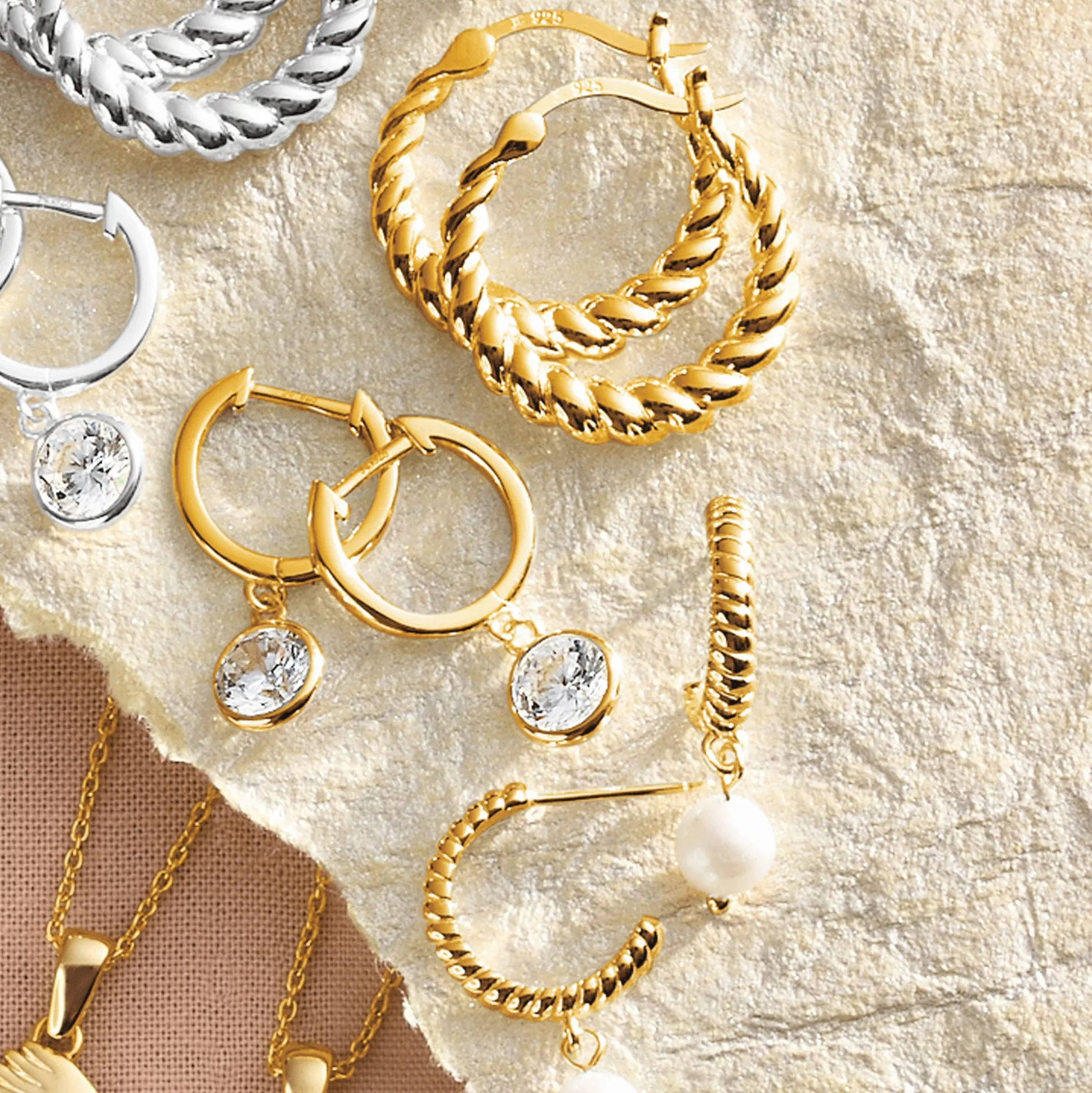 3-Pair Cubic Zirconia/Pearl Hoop Set