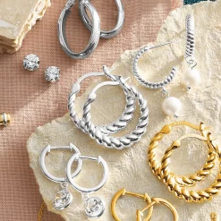 3-Pair Cubic Zirconia/Pearl Hoop Set