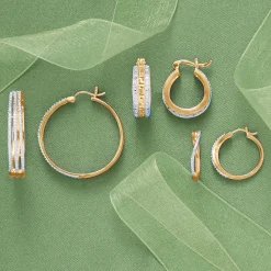 3-Pair Diamond Hoop Earring Set