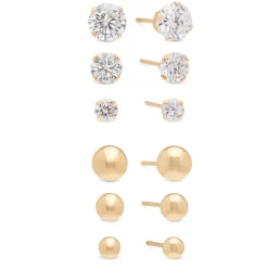 3-Pair Gold Post Earring Set