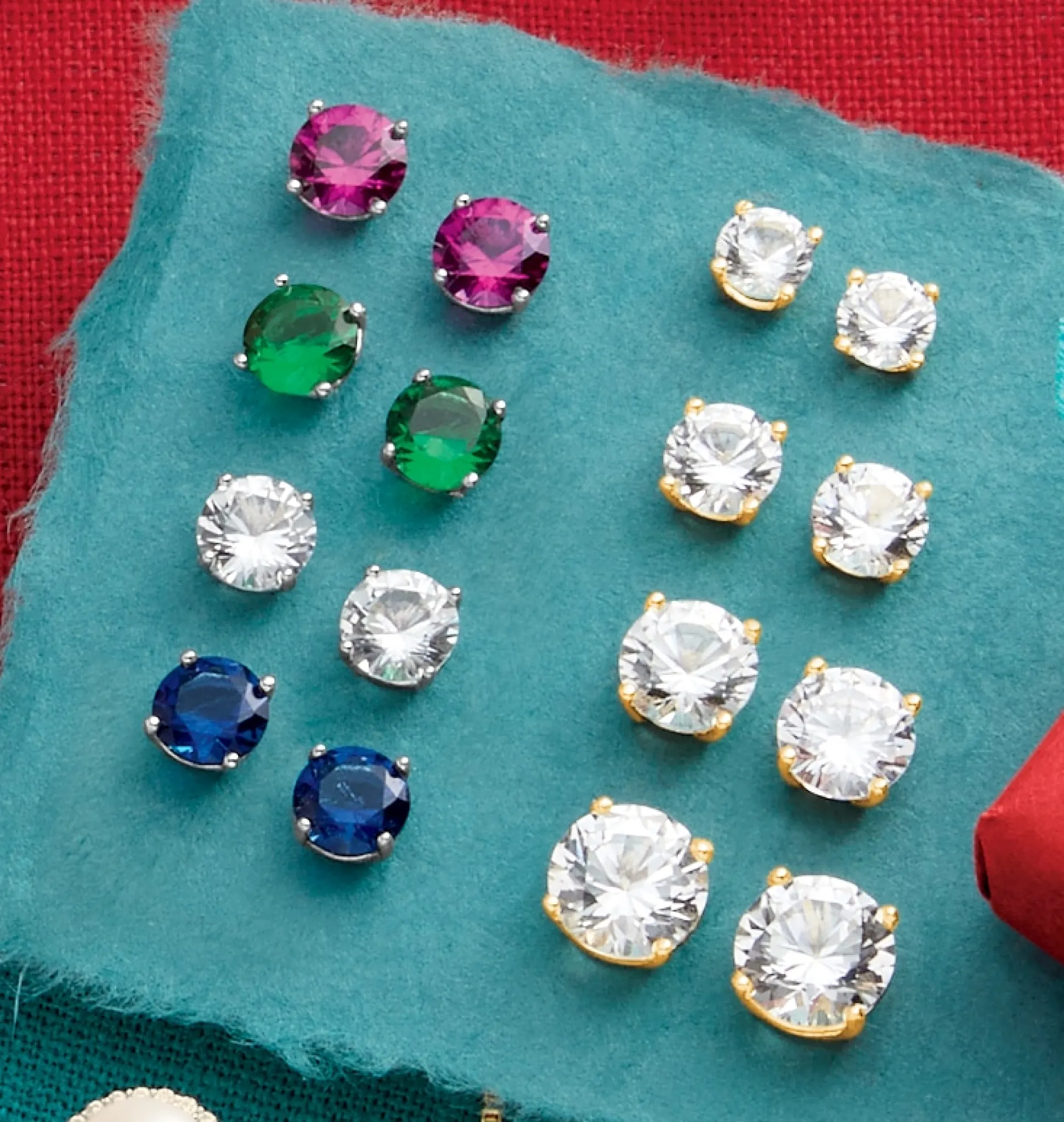 4-Pair Lab-Created Stud Earring Set