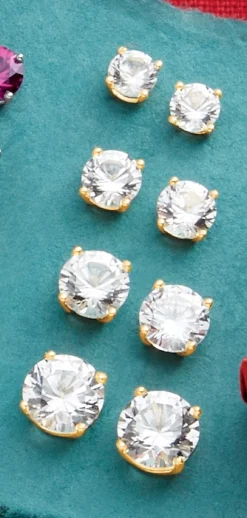 4-Pair Lab-Created Stud Earring Set