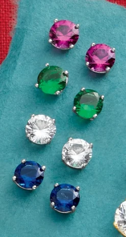 4-Pair Lab-Created Stud Earring Set