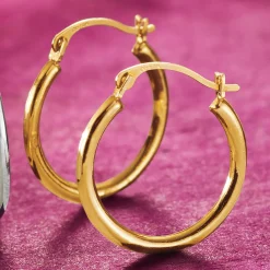2-Pair Round Smooth Hoop Set