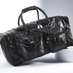 Patch Genuine Leather Duffel Bag