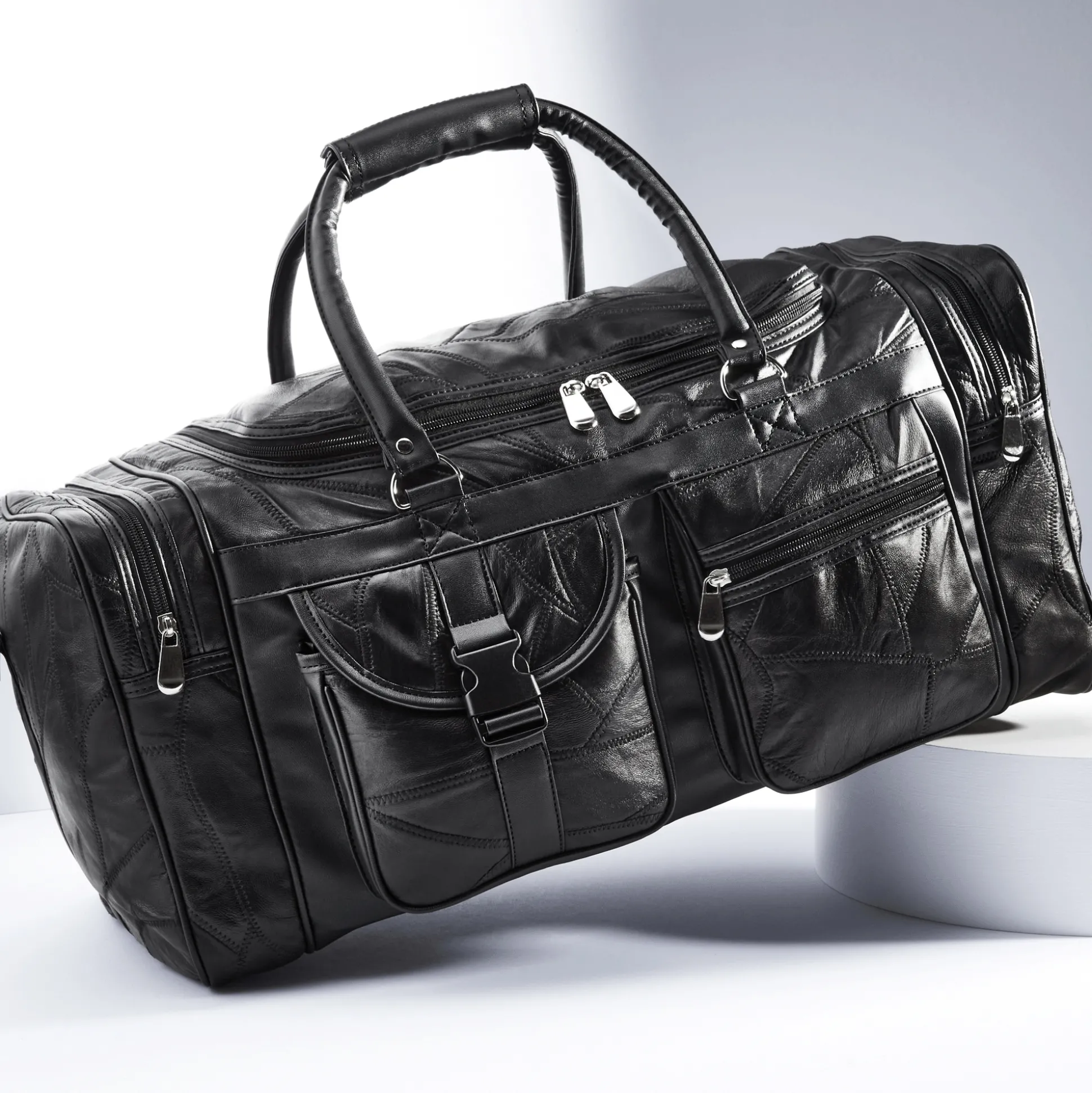 Patch Genuine Leather Duffel Bag