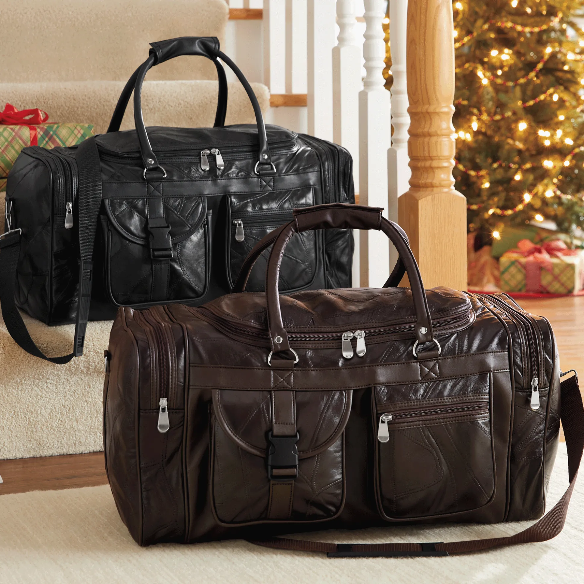 Patch Genuine Leather Duffel Bag