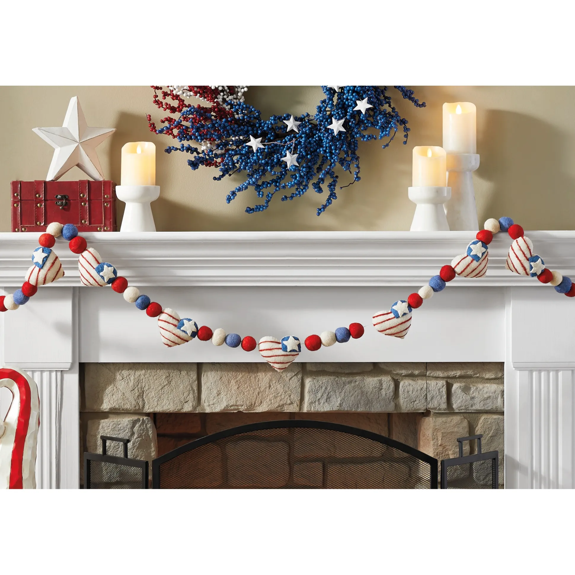 Patriotic Hearts Novelty Garland
