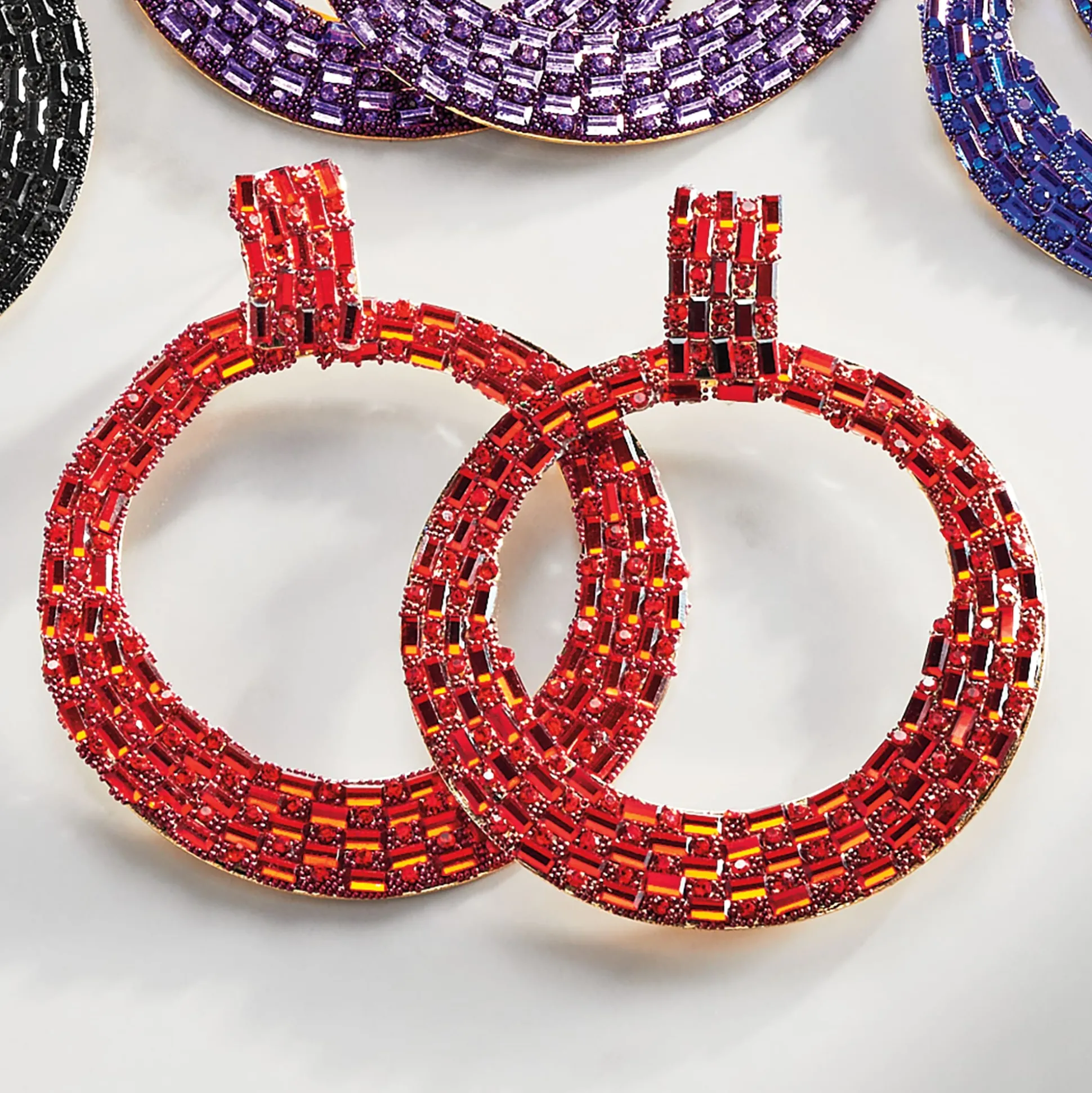 Pavé Crystal Circle/Drop Earrings