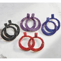 Pavé Crystal Circle/Drop Earrings