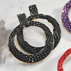 Pavé Crystal Circle/Drop Earrings