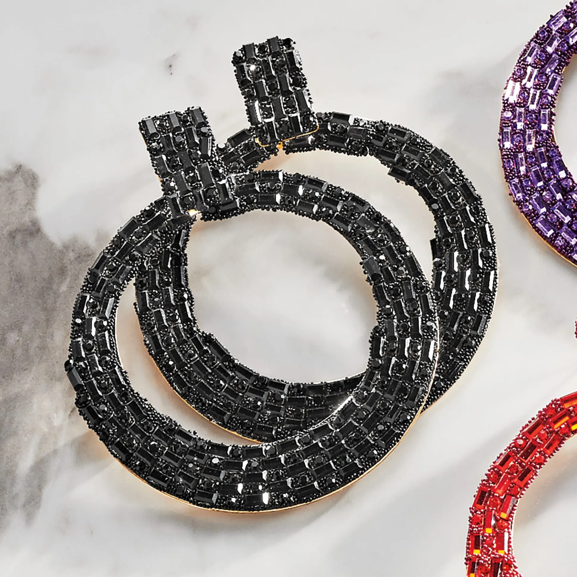 Pavé Crystal Circle/Drop Earrings