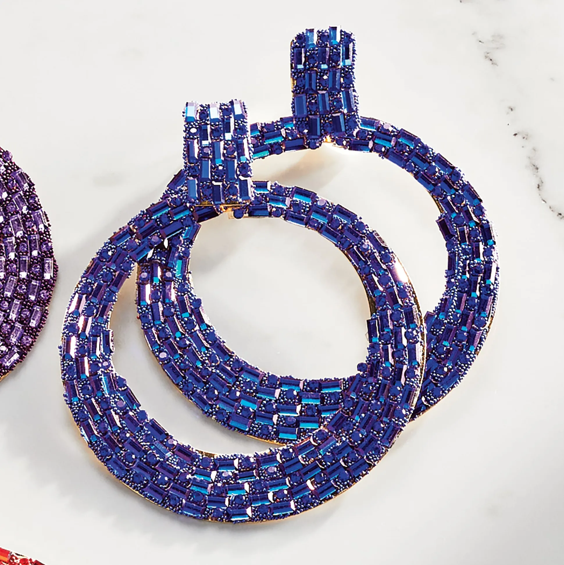 Pavé Crystal Circle/Drop Earrings