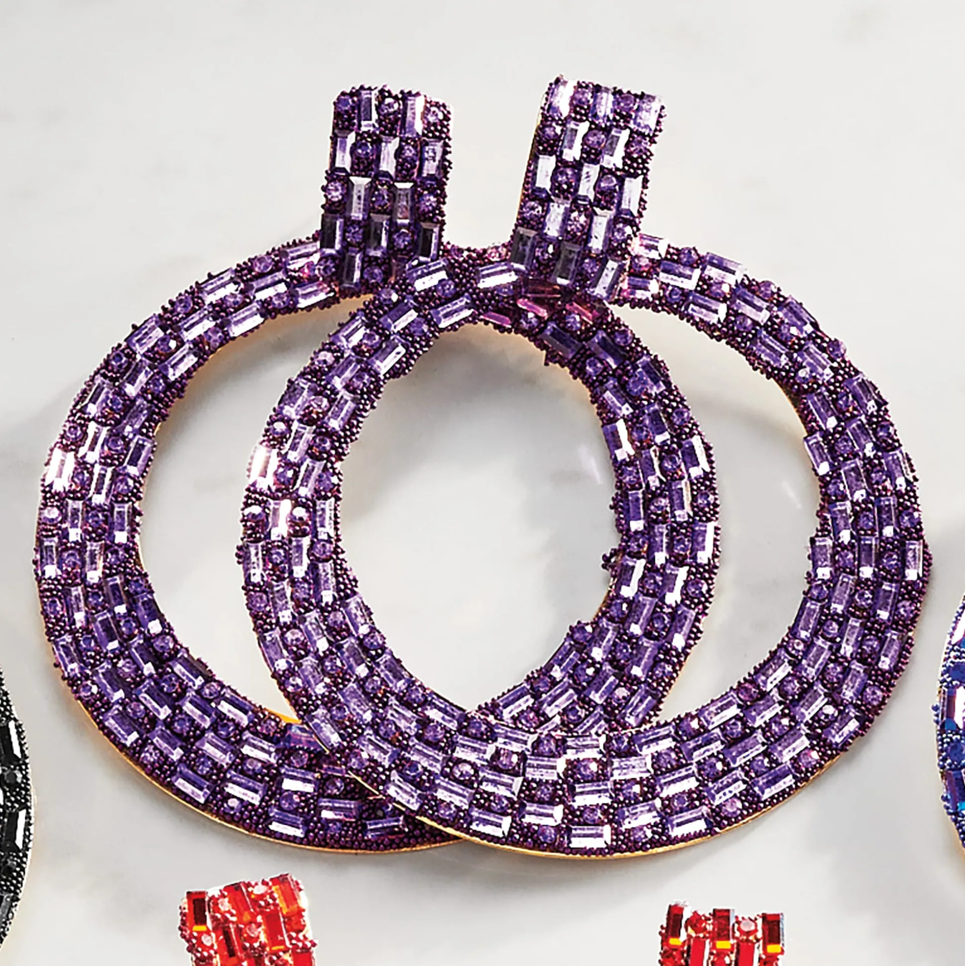 Pavé Crystal Circle/Drop Earrings