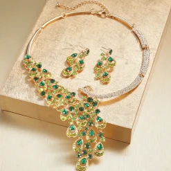 Peacock Embellished Crystal Earrings