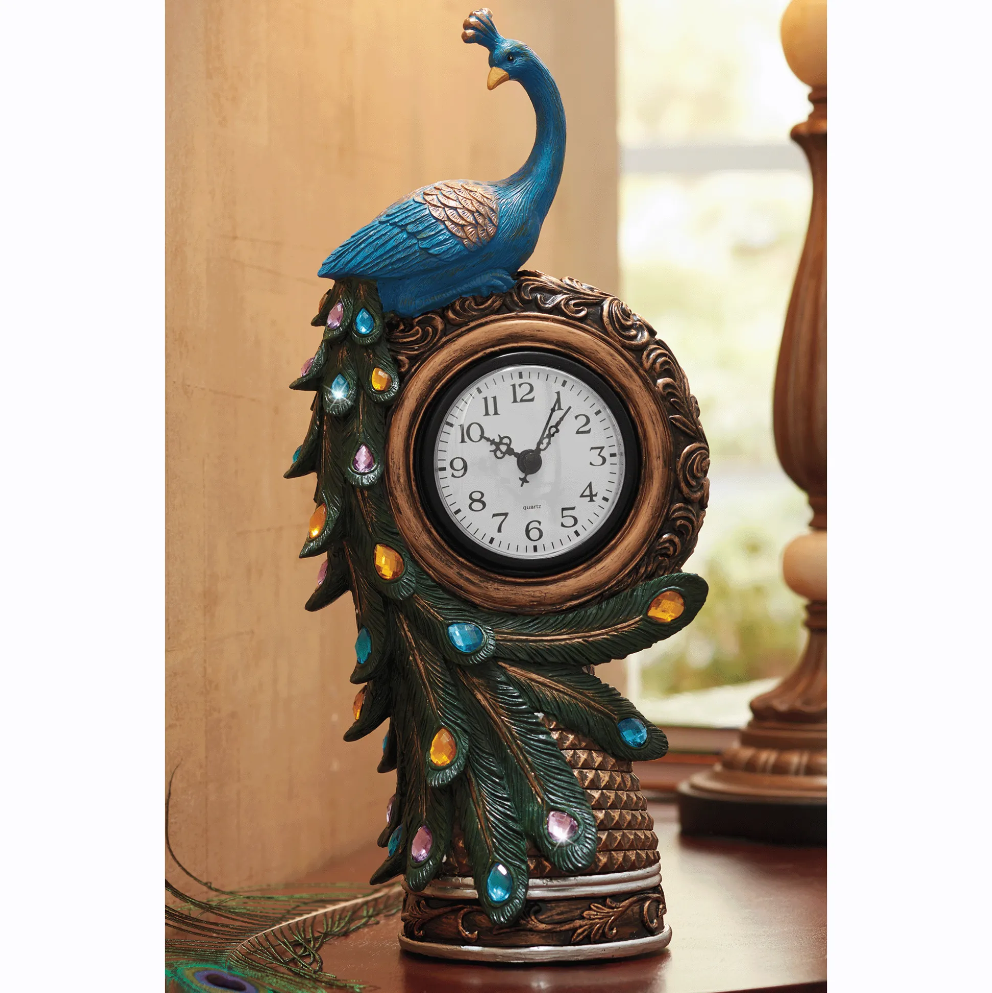Peacock Table Clock