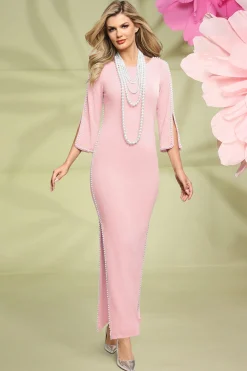 Pearl-Trim Maxi Dress