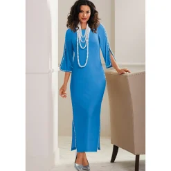 Pearl-Trim Maxi Dress