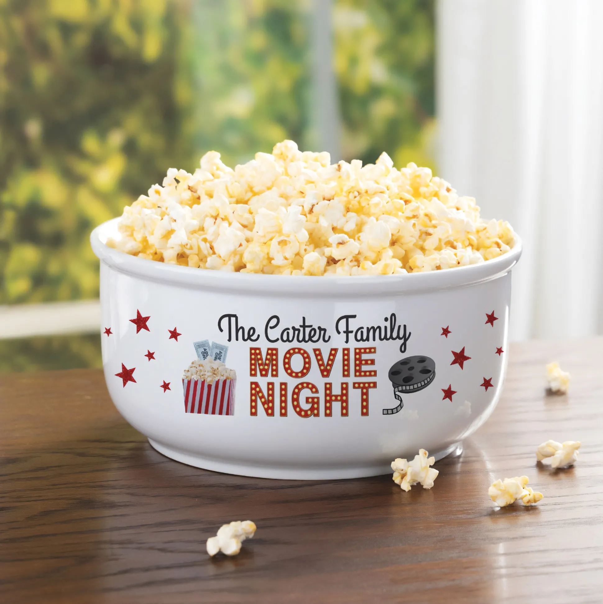 Personalized Family Movie Night Ceramic Popcorn Bowl