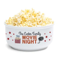 Personalized Family Movie Night Ceramic Popcorn Bowl