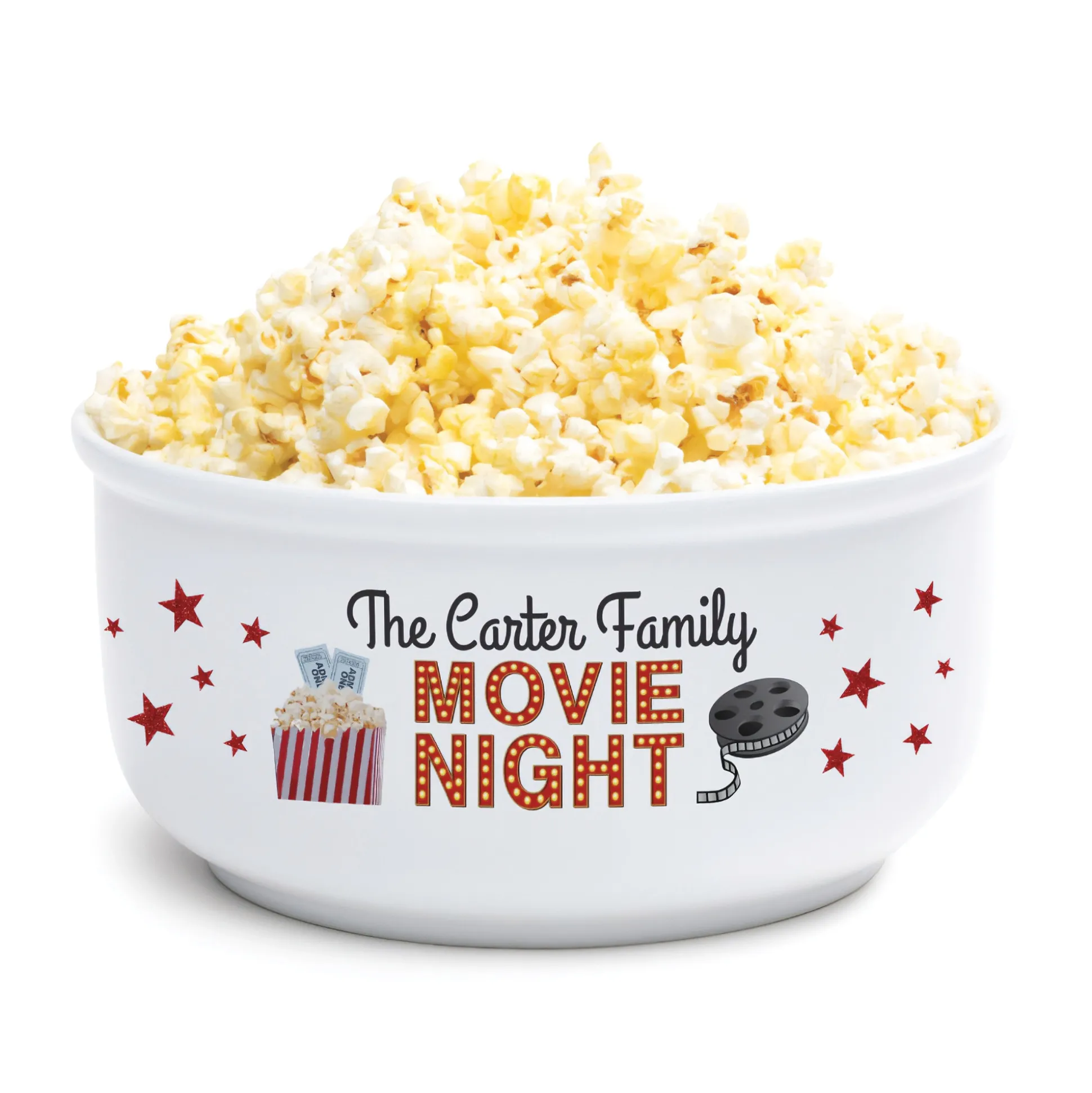Personalized Family Movie Night Ceramic Popcorn Bowl