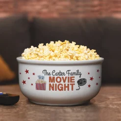 Personalized Family Movie Night Ceramic Popcorn Bowl
