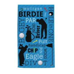 Personalized Golfer Keywords Blue Golf Towel