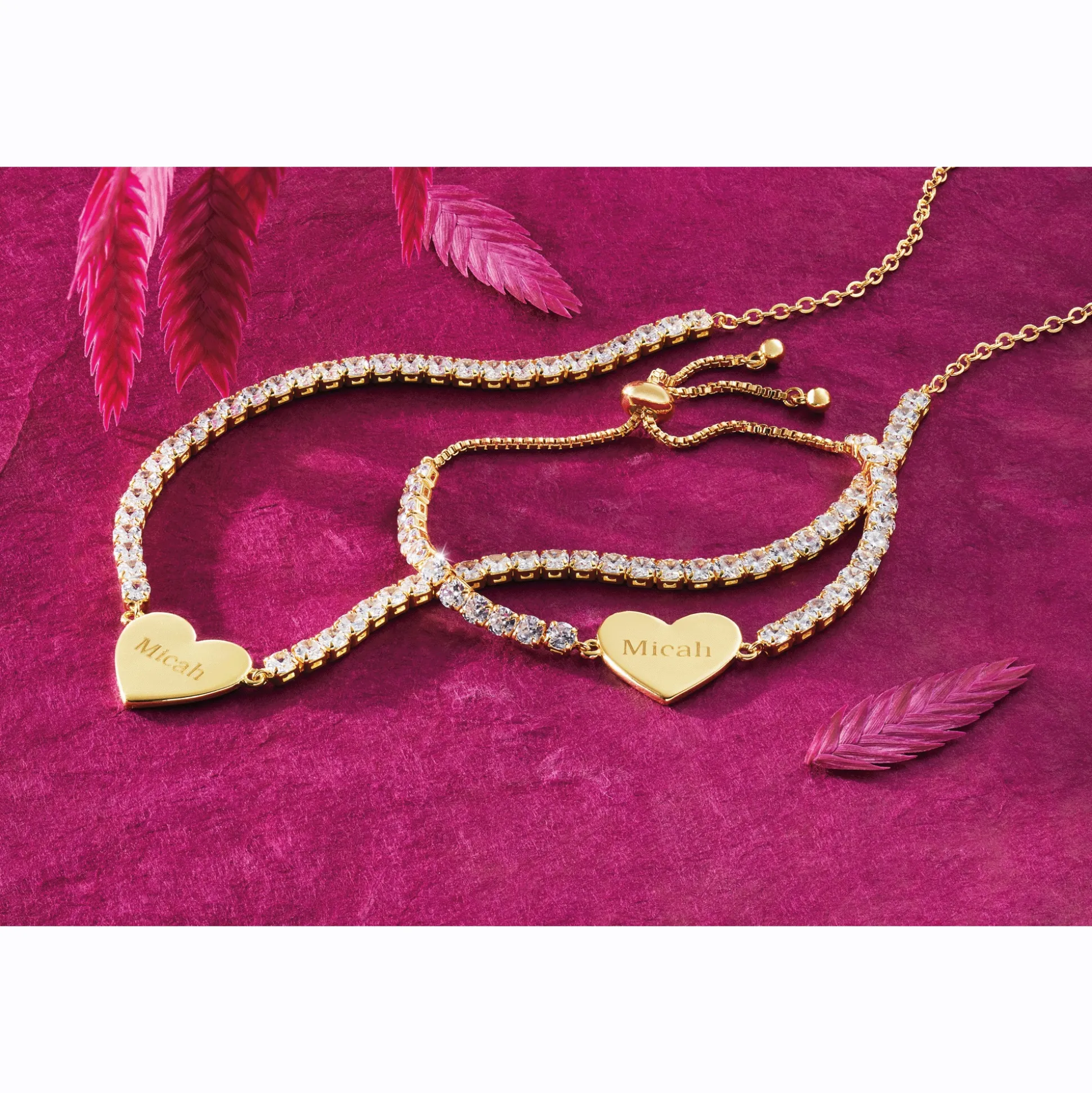Personalized-Heart Cubic Zirconia Necklace or Bracelet