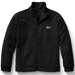 Personalized Men's Fleece Jacket with Front Zipper and Embroidered Name
