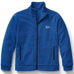 Personalized Men's Fleece Jacket with Front Zipper and Embroidered Name