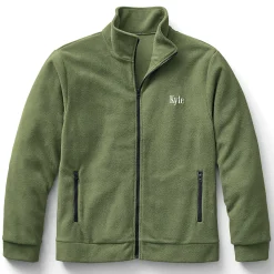 Personalized Men's Fleece Jacket with Front Zipper and Embroidered Name