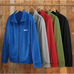 Personalized Men's Fleece Jacket with Front Zipper and Embroidered Name