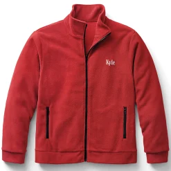 Personalized Men's Fleece Jacket with Front Zipper and Embroidered Name