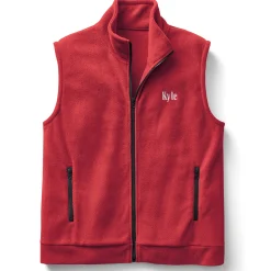 Personalized Men's Fleece Vest with Front Zipper and Embroidered Name