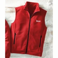 Personalized Men's Fleece Vest with Front Zipper and Embroidered Name