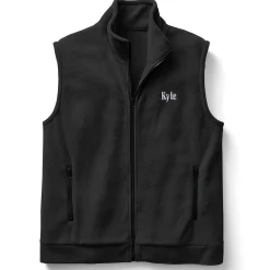 Personalized Men's Fleece Vest with Front Zipper and Embroidered Name