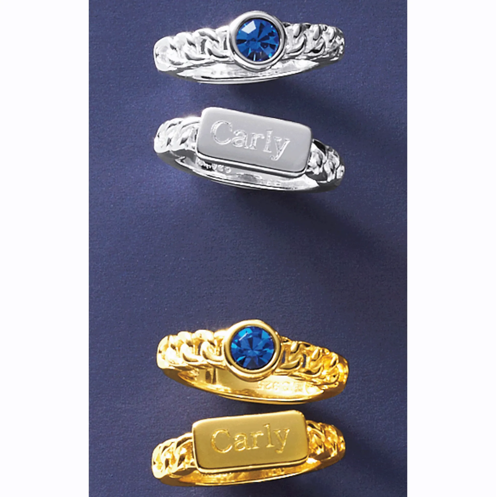 Personalized Name & Birthstone 2-Ring Set