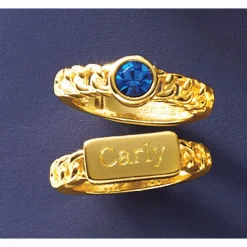 Personalized Name & Birthstone 2-Ring Set