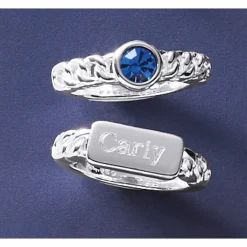 Personalized Name & Birthstone 2-Ring Set