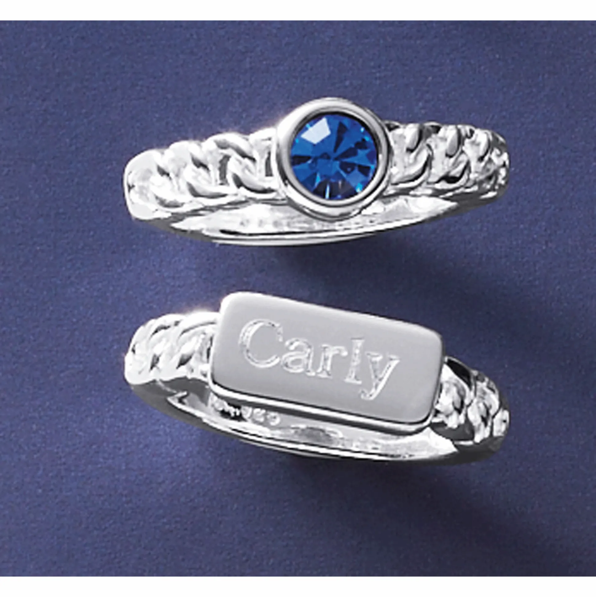 Personalized Name & Birthstone 2-Ring Set
