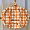 Personalized Plaid Pumpkin Door Hanger